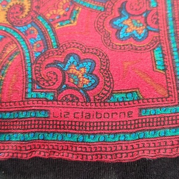 Vintage Liz Claiborne colorful Paisley Fabric lightweight Rolled Hem Scarf - Picture 1 of 7